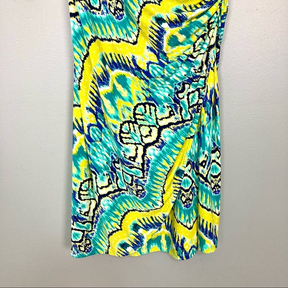 Natori Tribal Print Wrap Dress Women’s Size S Surplice V Neckline Knit Colorful - Picture 4 of 7